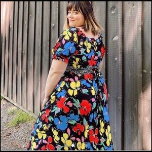 Rixo for Target off shoulder puff sleeve floral long dress size 14